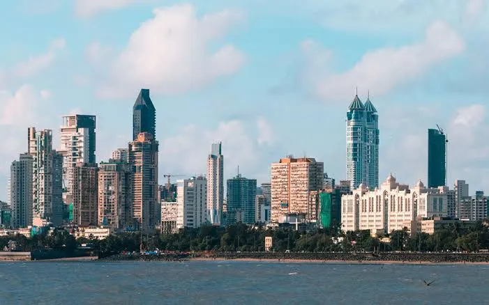 Daytime modern high rise tower under-construction in Mumbai